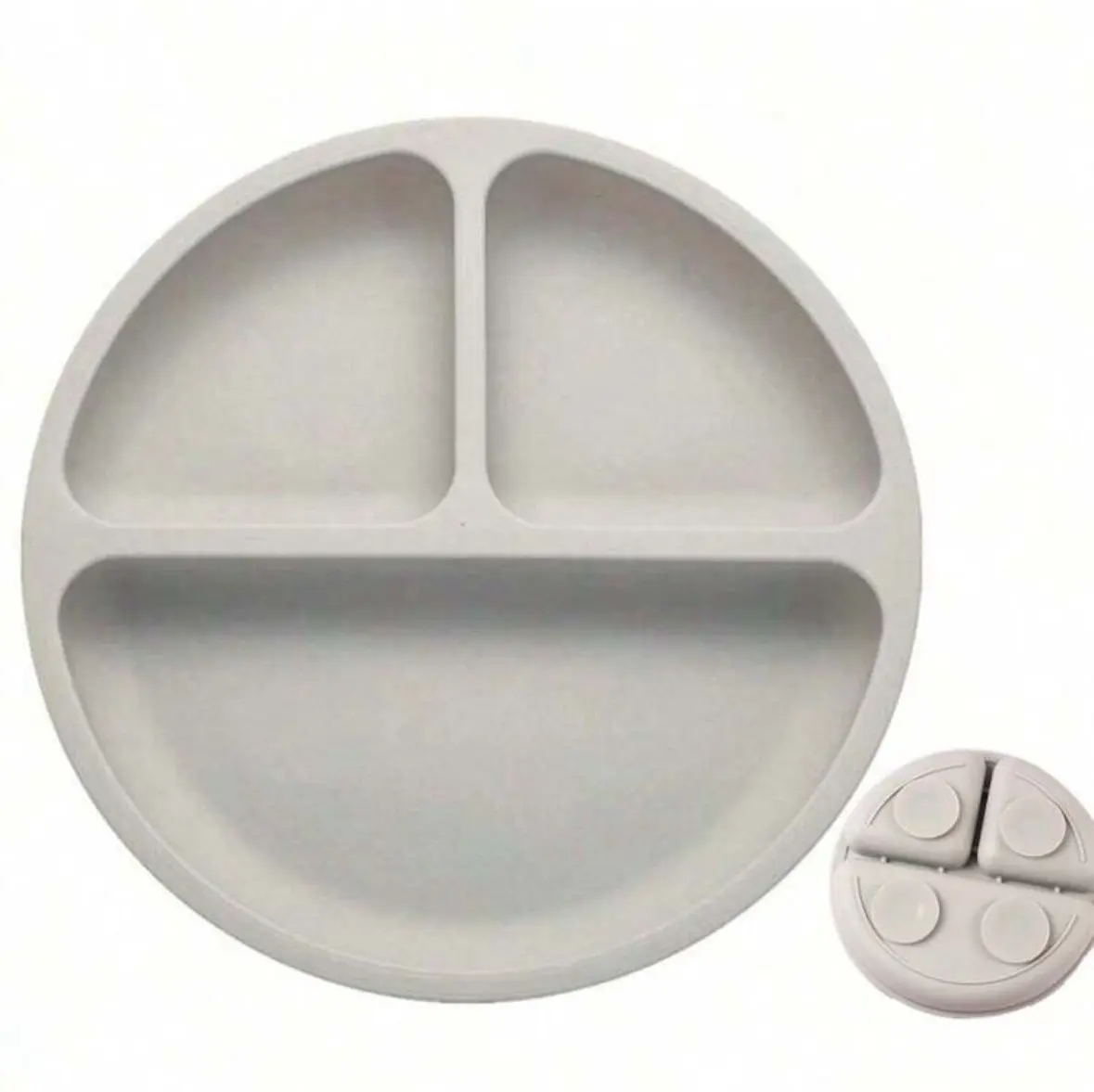 PLATO DE SILICONA CON SEPARADORES GRIS CLARO 